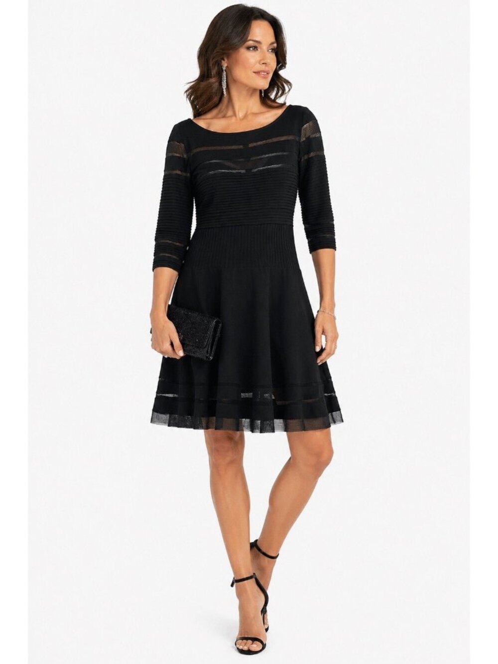 TADASHI SHOJI TOO black dress cocktail formal plus 2X special occasion fit flare